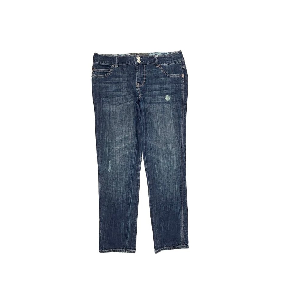 Express Jeans Women Size 0 Blue Modern Boyfriend Relaxed Low Rise Distressed‎